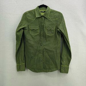 Cruel Womens Green Western Long Sleeve Polka Dot Snap Button Up Shirt Size Small